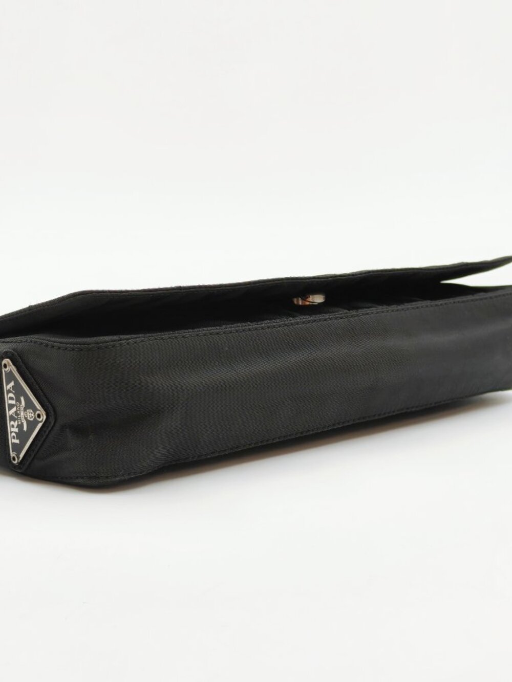 Prada Vintage Black Tessuto Nylon Shoulder Bag Chain Strap Flap Bag - Picture 8 of 13